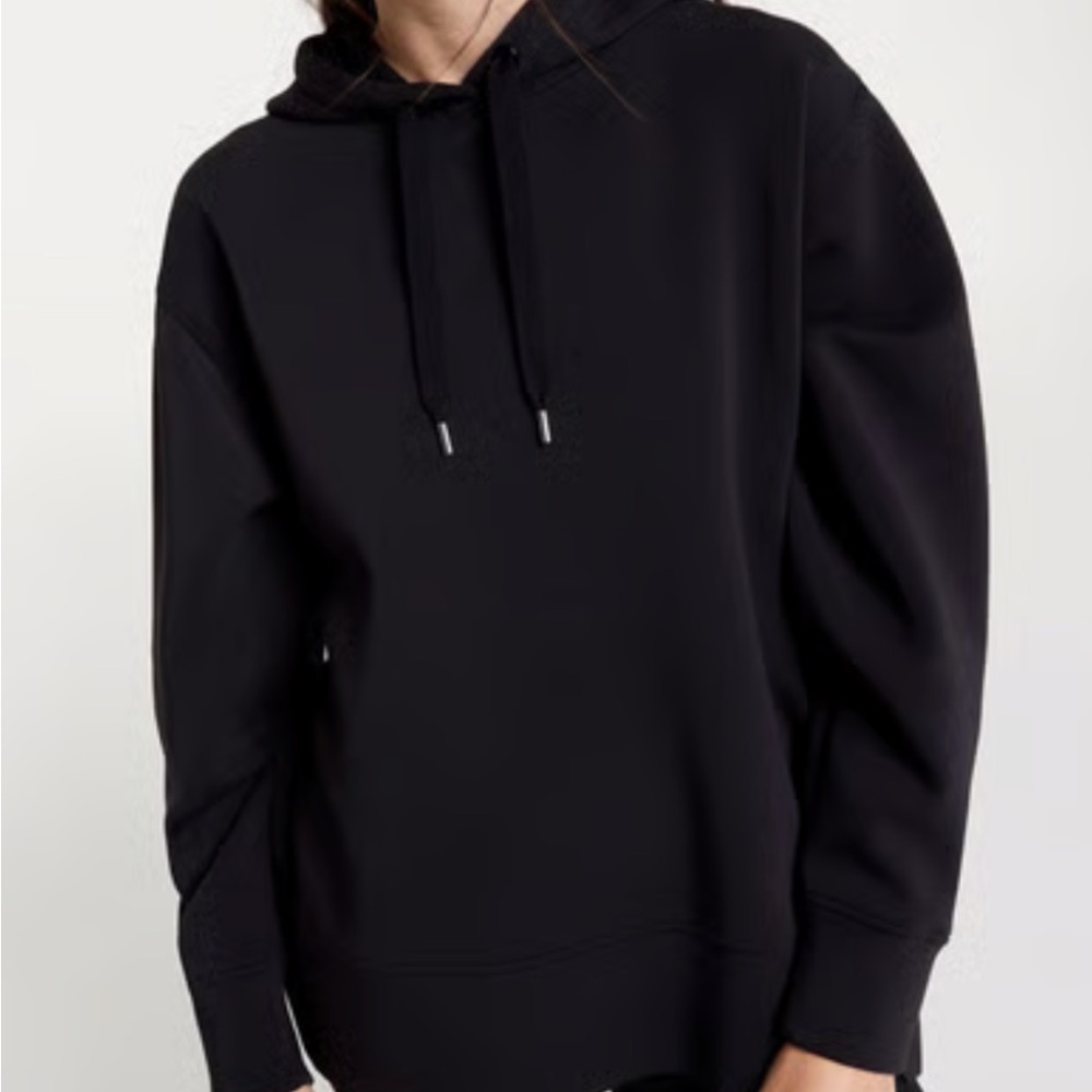 CALIA Women's Soft Scuba Hooded Pure Black Size Small Oversized Pullover EUC